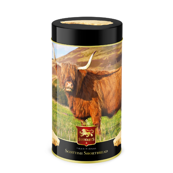 6x150g Stewart's Tartan - Highland Cow Shortbread Tube