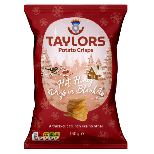 8x150g Taylor's Festive Hot Honey Pigs in Blankets Flavour Potato Crisps 