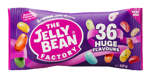 24x50g The Jelly Bean Factory Fruit Flavour Sachet Display