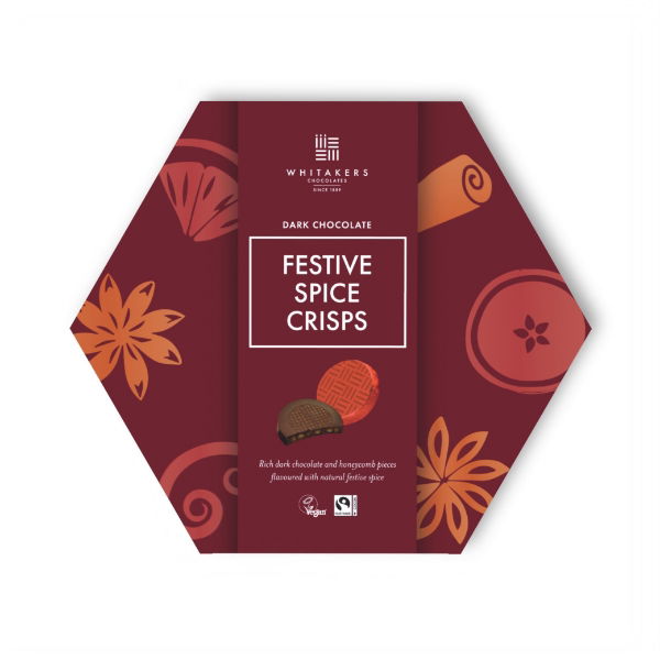 8X 165g Whitakers Dark Festive Spice Honeycomb Crisps