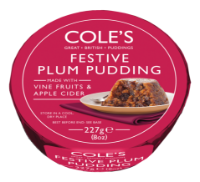 12x227g Cole's Festive Plum Pudding