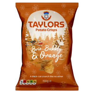 8x150g Taylor's Festive Brie, Bubbly & Orange Potato Crisps