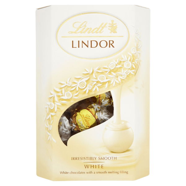 8x200g Lindt Lindor White Cornet 