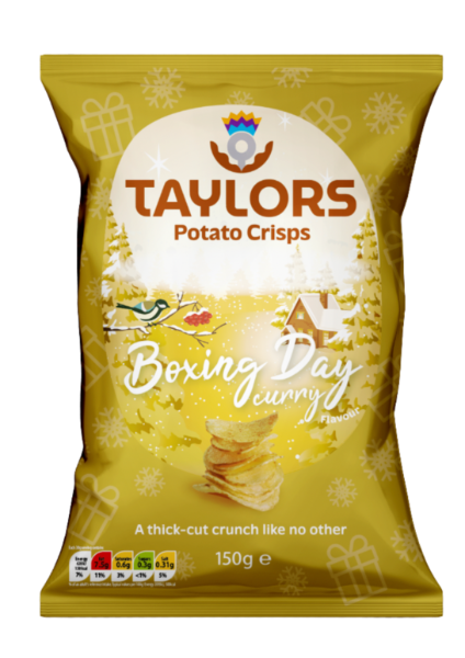 8x150g Taylor's Festive Boxing Day Curry Flavour Potato Crisps 