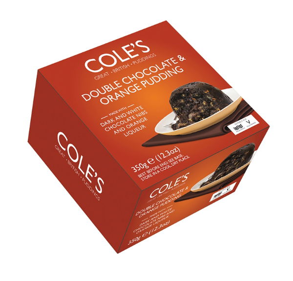 6X 350g Cole's Double Chocolate & Orange Pudding 